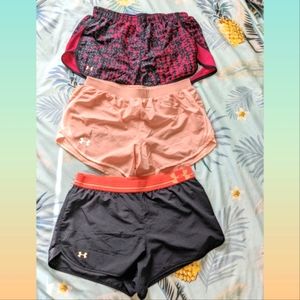 Bundle of 3 Under Armour Heat Gear athletic running shorts with liner size Med.
